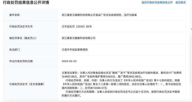 糖果广告涉及“酸胀”等疾病治疗功效?康恩贝广告违法罚款万余元(图1) 糖果广告涉及“酸胀”等疾病治疗功效?康恩贝广告违法罚款万余元(图1)